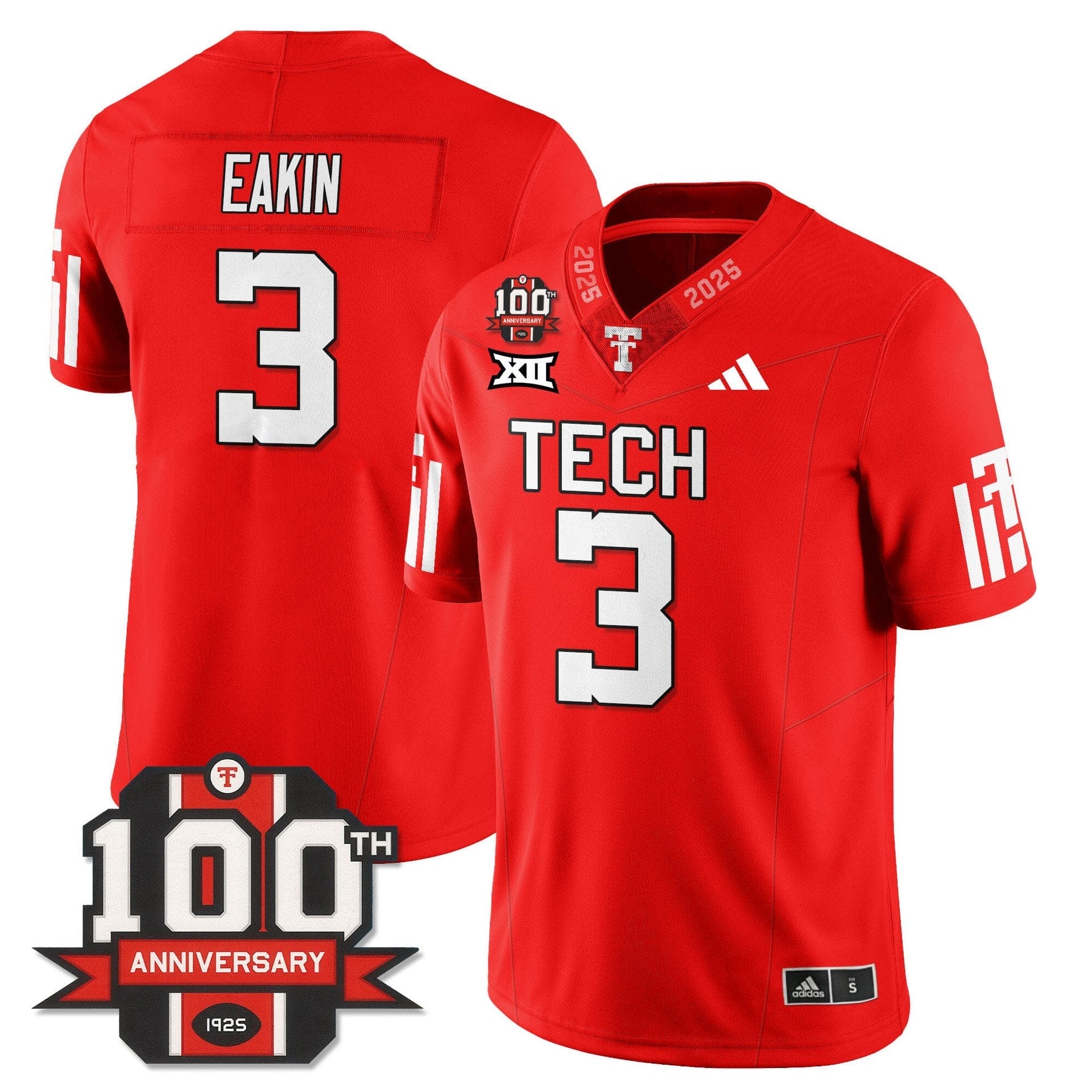 Coy Eakin Jersey #3 Texas Tech Football 100th Anniversary Stitched - Image 3