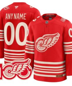 Custom Detroit Red Wings Jersey Centennial Season Premium All Stitched