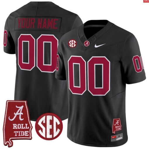 Custom Alabama Crimson Jersey Throwback Alabama Map Stitched