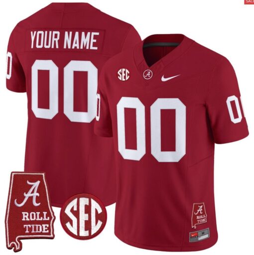 Custom Alabama Crimson Jersey Throwback Alabama Map Stitched - Image 4