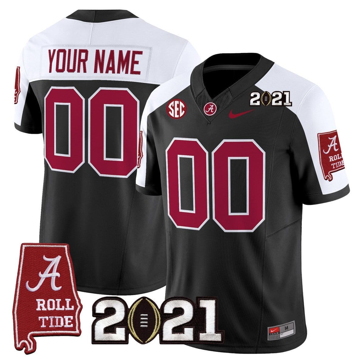Custom Alabama Crimson Tide Jersey 2021 CFP Championship Alabama Map - Image 3