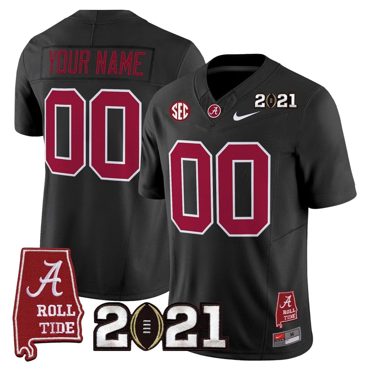Custom Alabama Crimson Tide Jersey 2021 CFP Championship Alabama Map