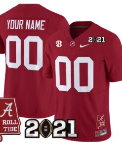 Custom Alabama Crimson Tide Jersey 2021 CFP Championship Alabama Map Crimson