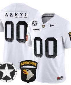 Custom Army Black Knights Jersey 2025 Screaming Eagles Stitched White