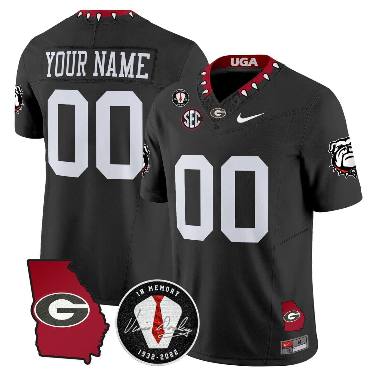 Custom Georgia Bulldogs Jersey 2025 Georgia Map, Vince Dooley Patch