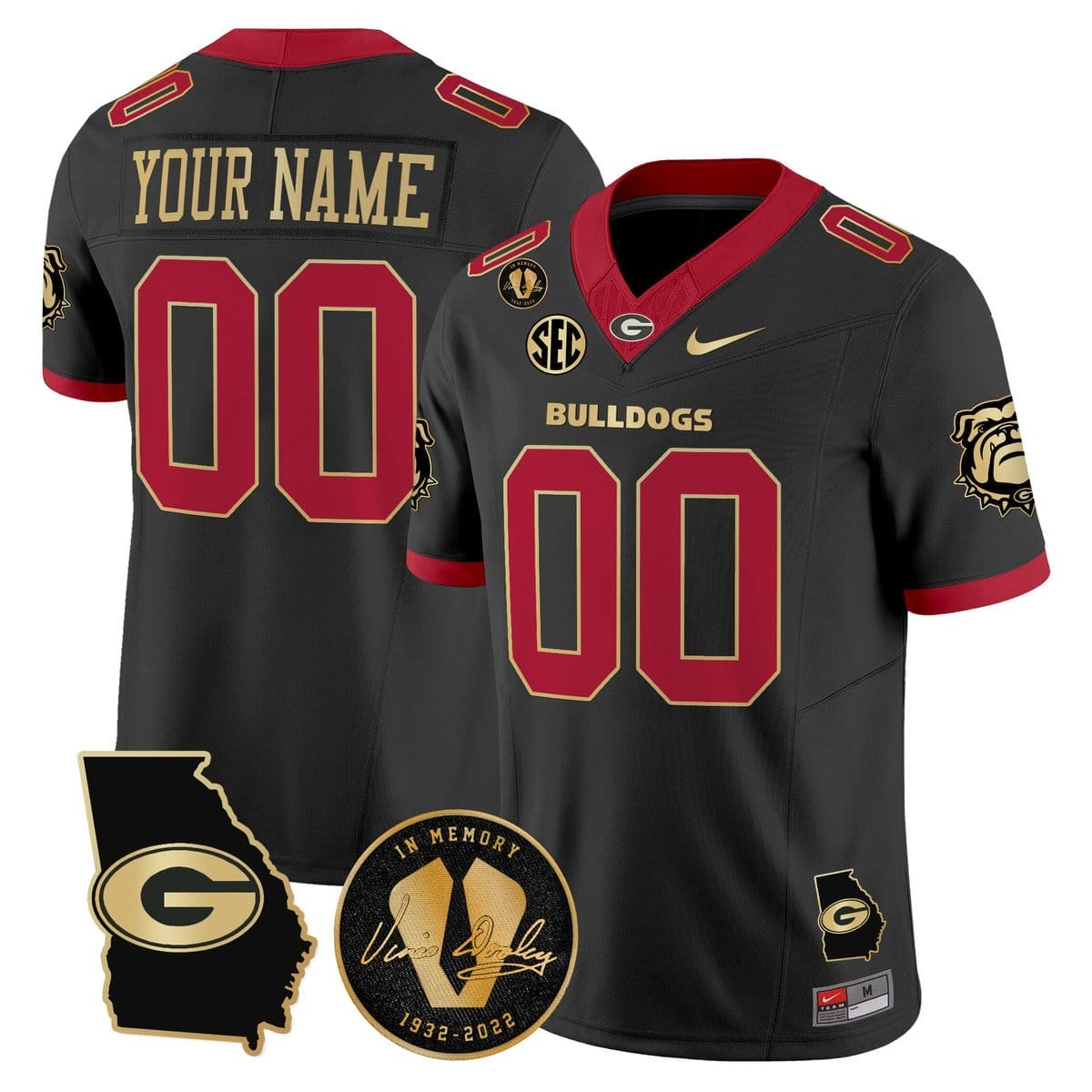 Custom Georgia Bulldogs Jersey 2025 Georgia Map, Vince Dooley Patch - Image 5