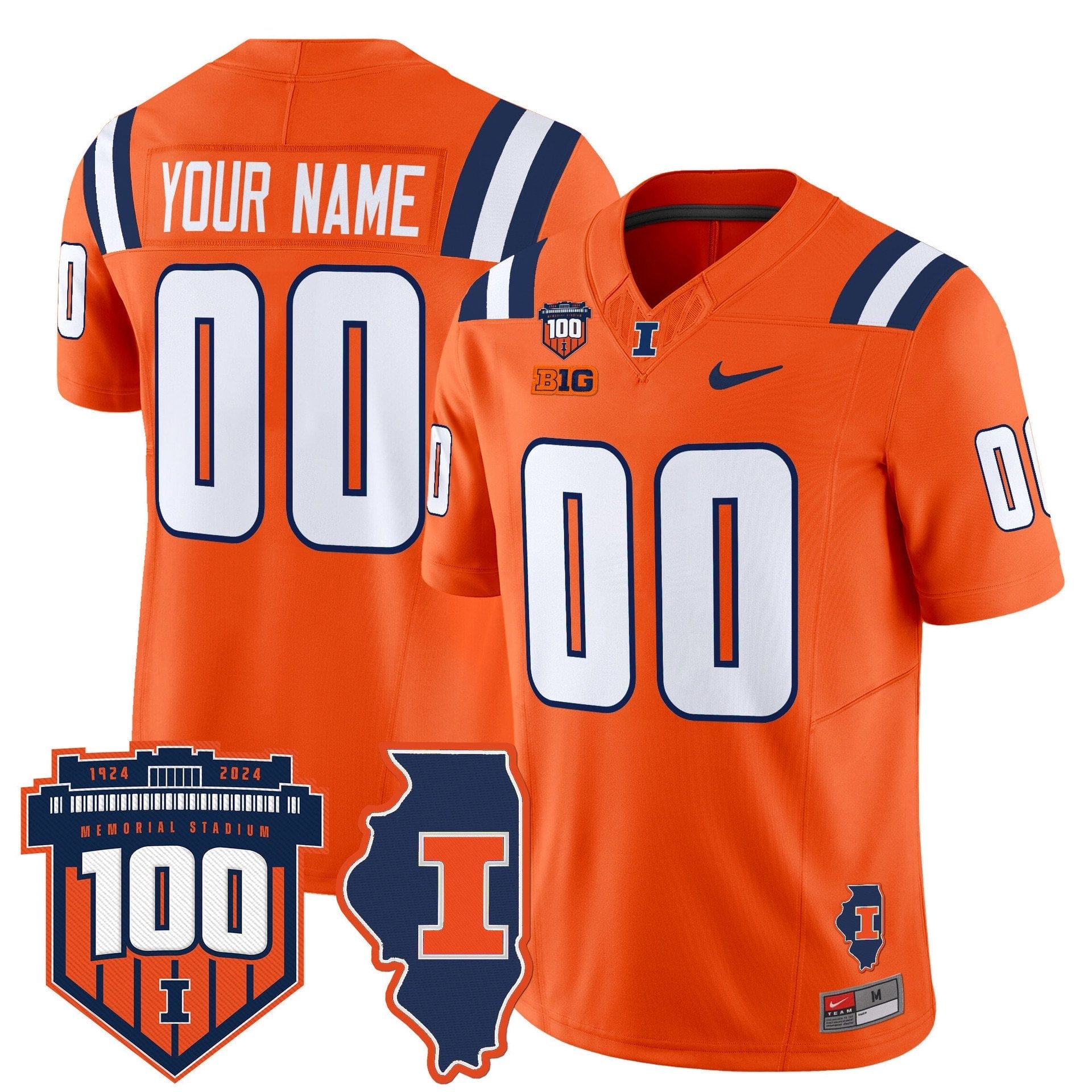 Custom Illinois Fighting Jersey Name, Number 100th Memorial Stadium - Image 5