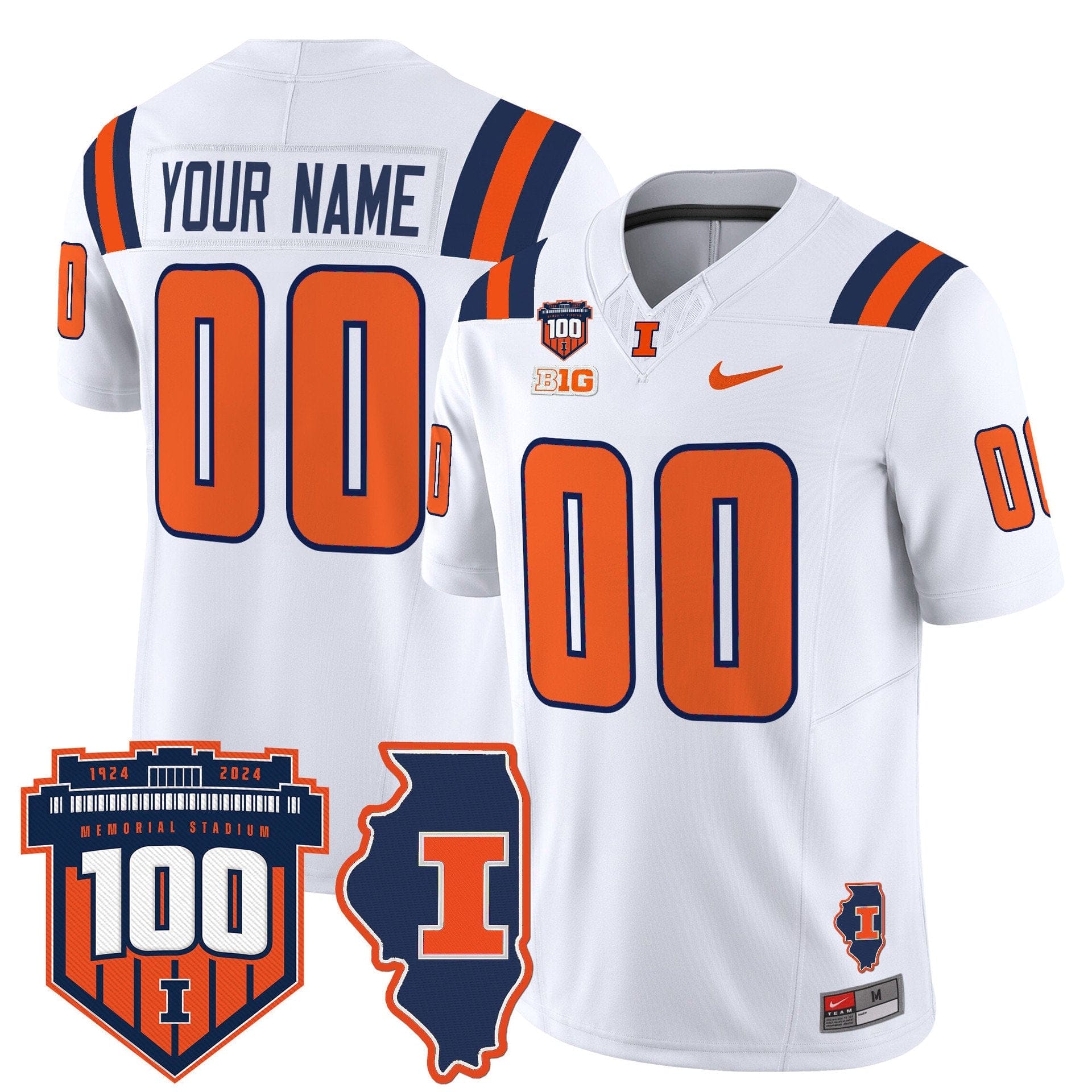 Custom Illinois Fighting Jersey Name, Number 100th Memorial Stadium - Image 2
