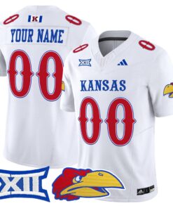 Custom Kansas Jayhawks Jersey Name Number 2025 Vapor Limited Stitched White