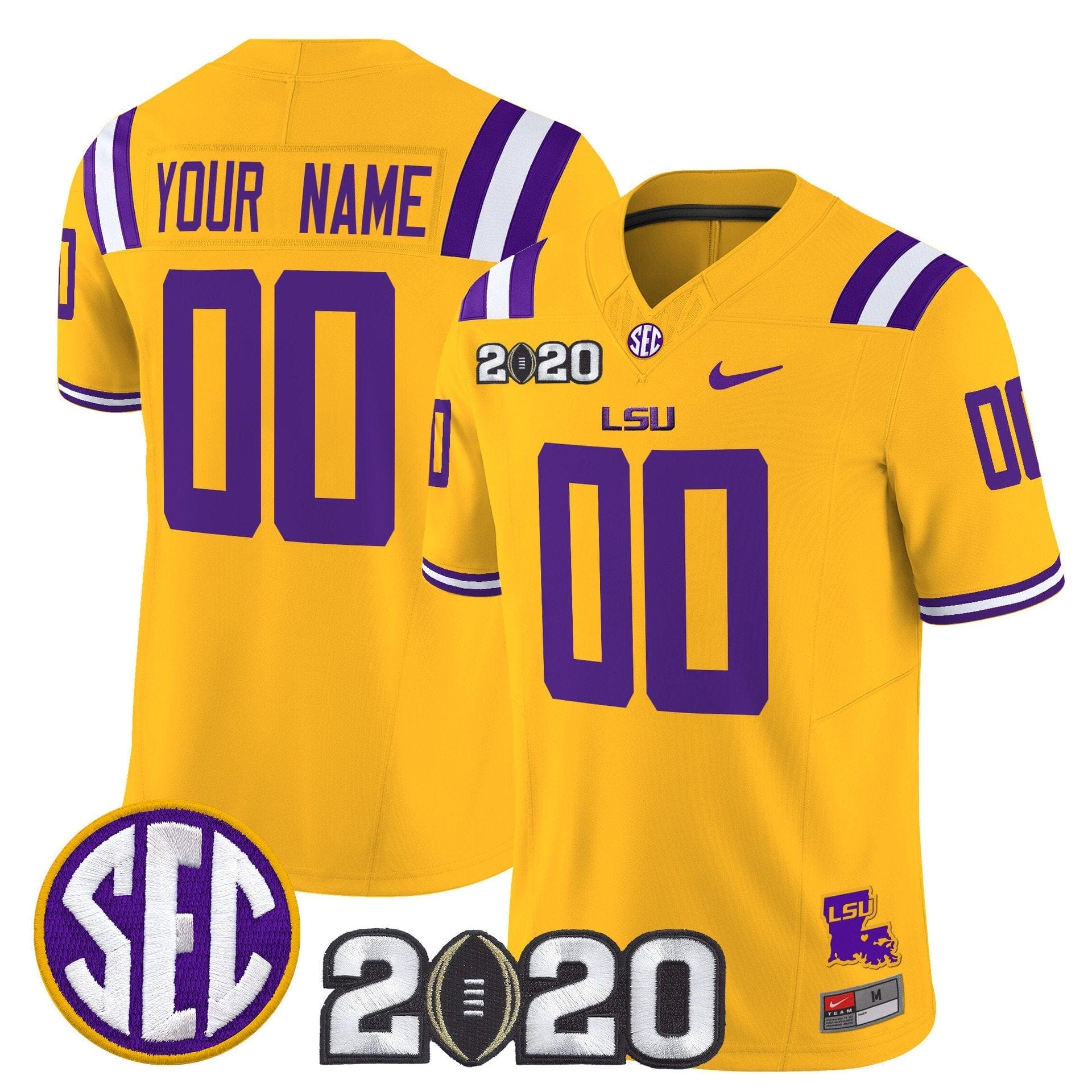 Custom LSU Tigers Jersey Name, Number 2020 National Champions Stitched - Image 3