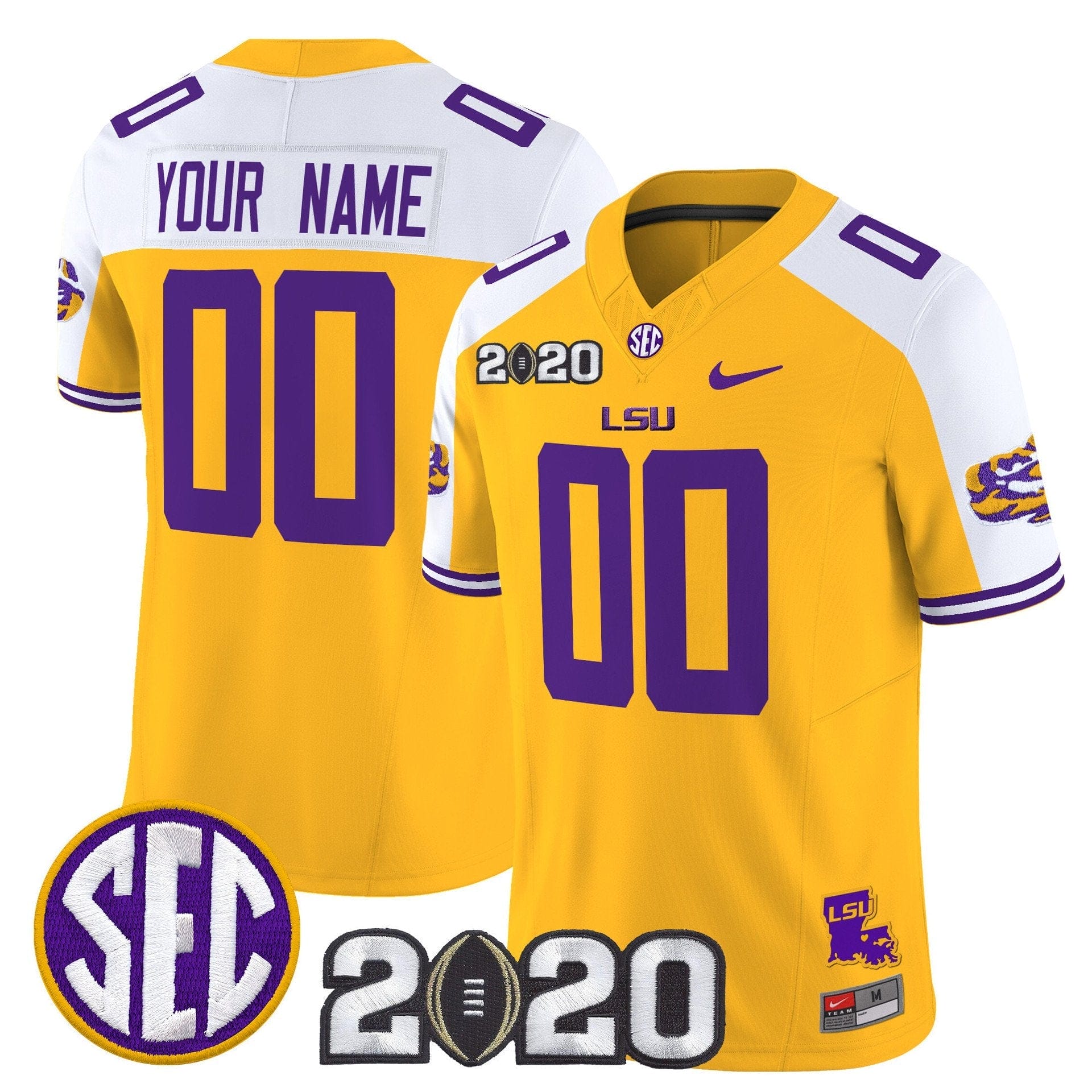 Custom LSU Tigers Jersey Name, Number 2020 National Champions Stitched - Image 2