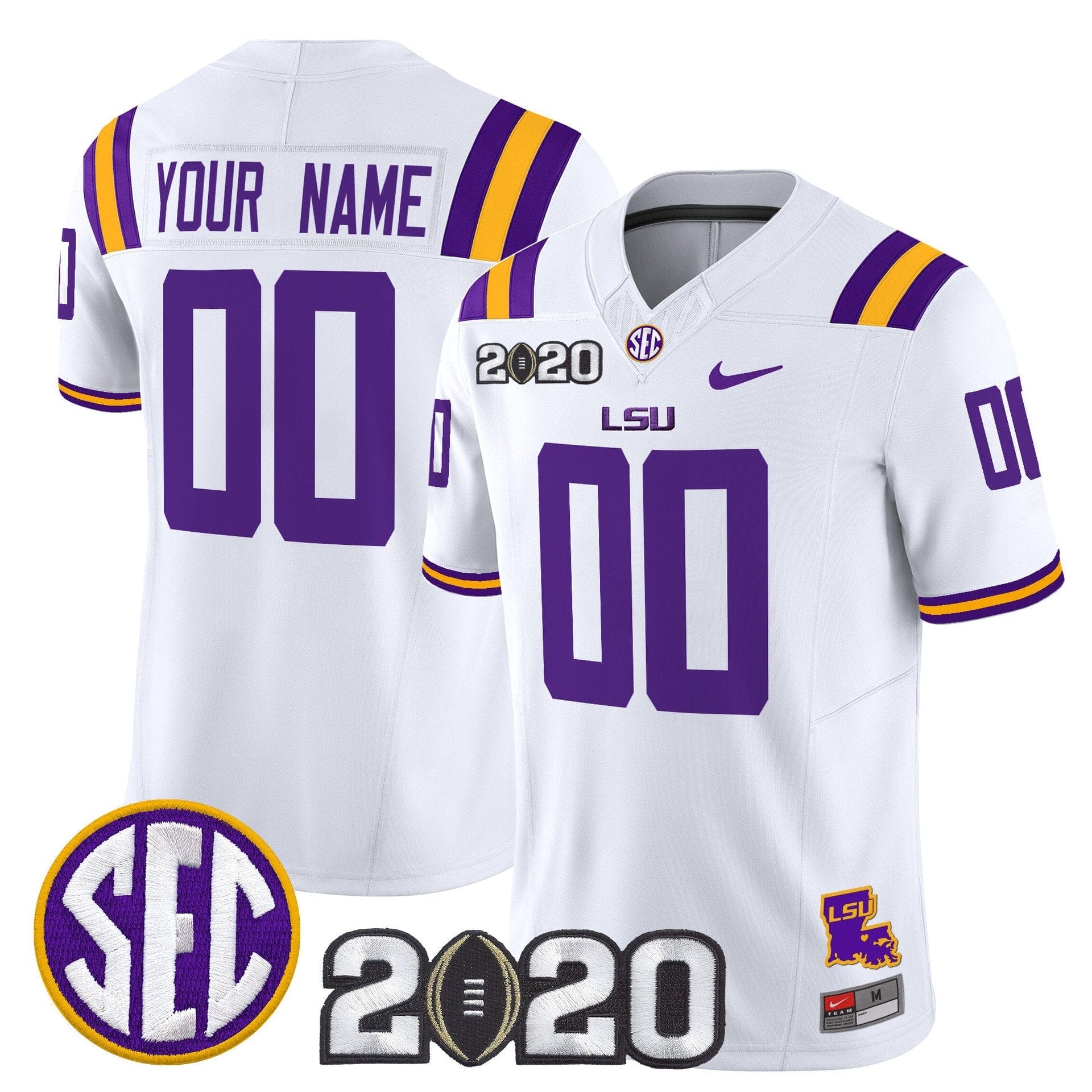 Custom LSU Tigers Jersey Name, Number 2020 National Champions Stitched