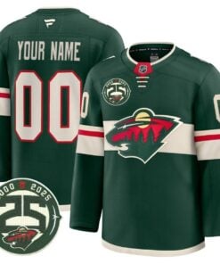 Alternative view of Custom Minnesota Wild Jersey 25th Anniversary Patch Premium Stitched