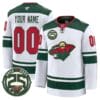 Custom Minnesota Wild Jersey 25th Anniversary Patch Premium Stitched White