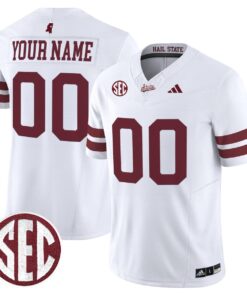 Alternative view of Custom Mississippi State Bulldogs Jersey Name, Number Dark Mode Stitched