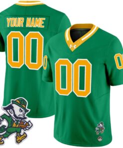 Custom Notre Dame Jersey Name Number 2025 Gridiron Leprechaun Throwback