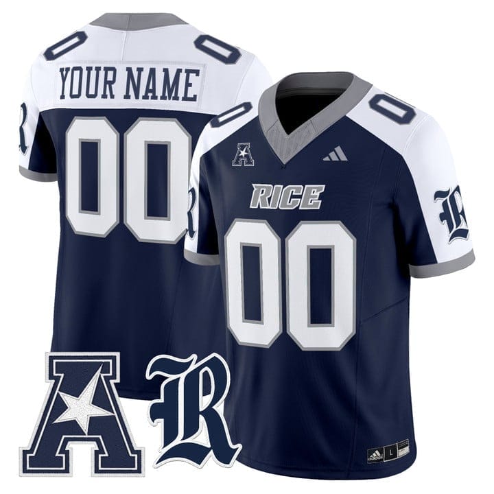 Custom Rice Owls Jersey Name, Number 2025 Vapor Limited Stitched Light Blue - Image 4
