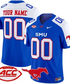 Custom SMU Mustangs Jersey Name Number 2025 Vapor Limited Stitched Blue Alter