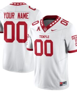 Custom Temple Jersey Name Number Football 2025 Vapor Limited Stitched White