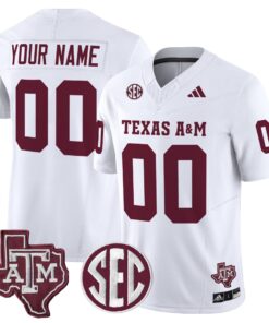 Custom Texas A M Aggies Jersey Name Number 2025 Vapor Stitched White 7e1741f4 48b6 4379 b69e b1cc8c2fe03d