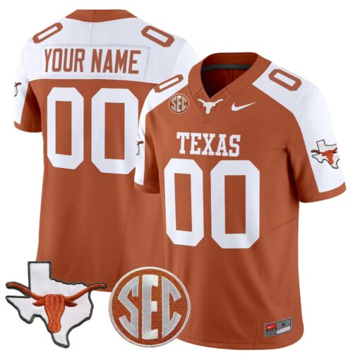 Custom Texas Longhorns Jersey 2025 State Map SEC Patch Stitched - Image 4