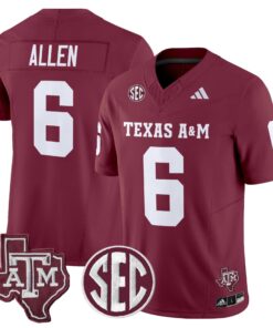 Cyrus Allen Jersey 6 Texas A M Aggies 2025 Vapor Stitched Maroon