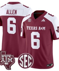 Cyrus Allen Jersey 6 Texas A M Aggies 2025 Vapor Stitched Maroon Alternate