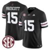 Dak Prescott Jersey 15 Mississippi State Bulldogs Dark Mode Stitched Black