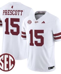 Alternative view of Dak Prescott Jersey #15 Mississippi State Bulldogs Dark Mode Stitched