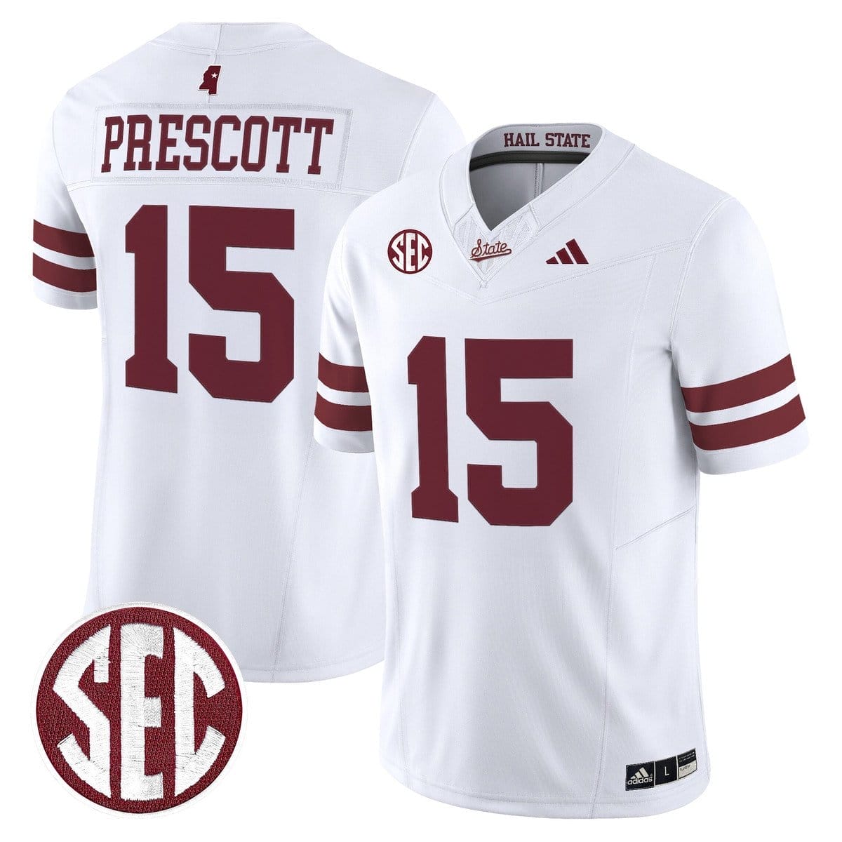 Dak Prescott Jersey #15 Mississippi State Bulldogs Dark Mode Stitched - Image 2