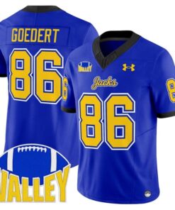 Dallas Goedert Jersey 86 South Dakota State Jackrabbits 2025 Stitched Blue