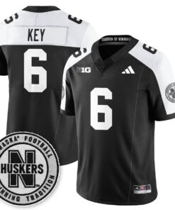 Alternative view of Dane Key Jersey #6 Nebraska Football 2025 Blackout Stitched