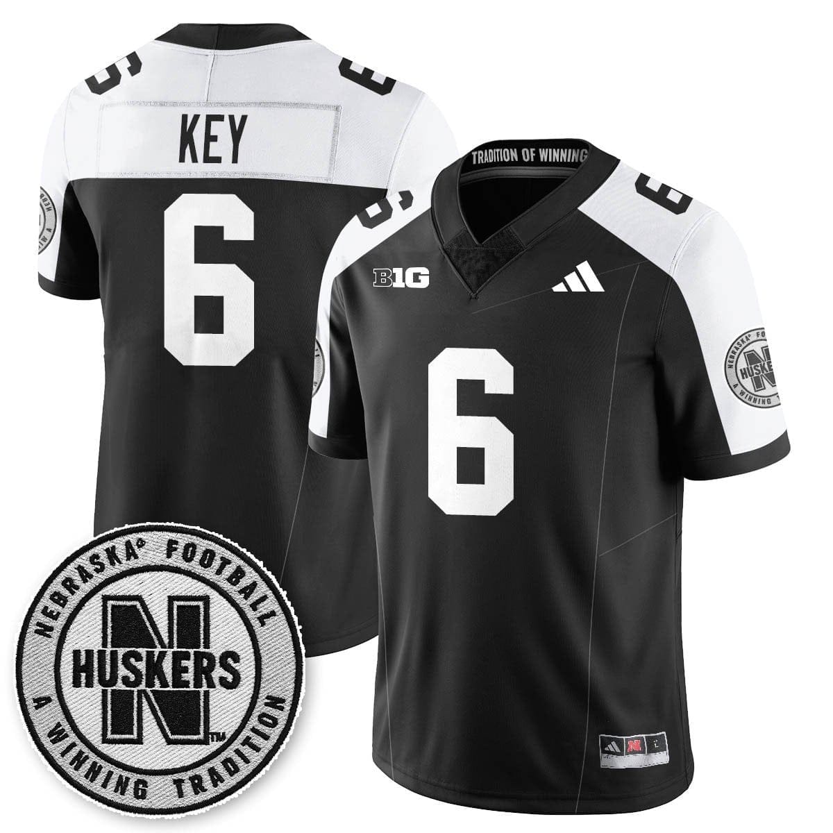 Dane Key Jersey #6 Nebraska Football 2025 Blackout Stitched - Image 2