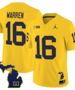 Davis Warren Jersey 16 Michigan Wolverines 2025 Limited V2 Stitched Maize