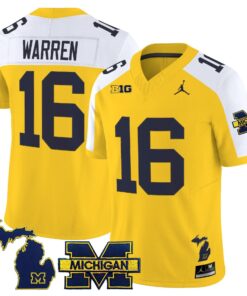 Davis Warren Jersey 16 Michigan Wolverines 2025 Limited V2 Stitched Maize Alter
