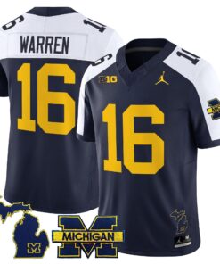 Davis Warren Jersey 16 Michigan Wolverines 2025 Limited V2 Stitched Navy Alter