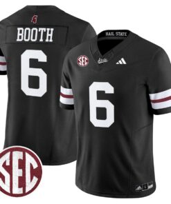 Davon Booth Jersey #6 Mississippi State Bulldogs Dark Mode Stitched