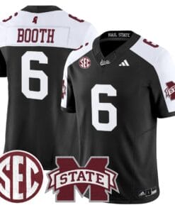 Davon Booth Jersey 6 Mississippi State Bulldogs Dark Mode Stitched Black Alter