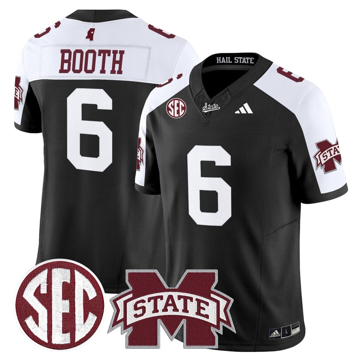 Davon Booth Jersey #6 Mississippi State Bulldogs Dark Mode Stitched - Image 3