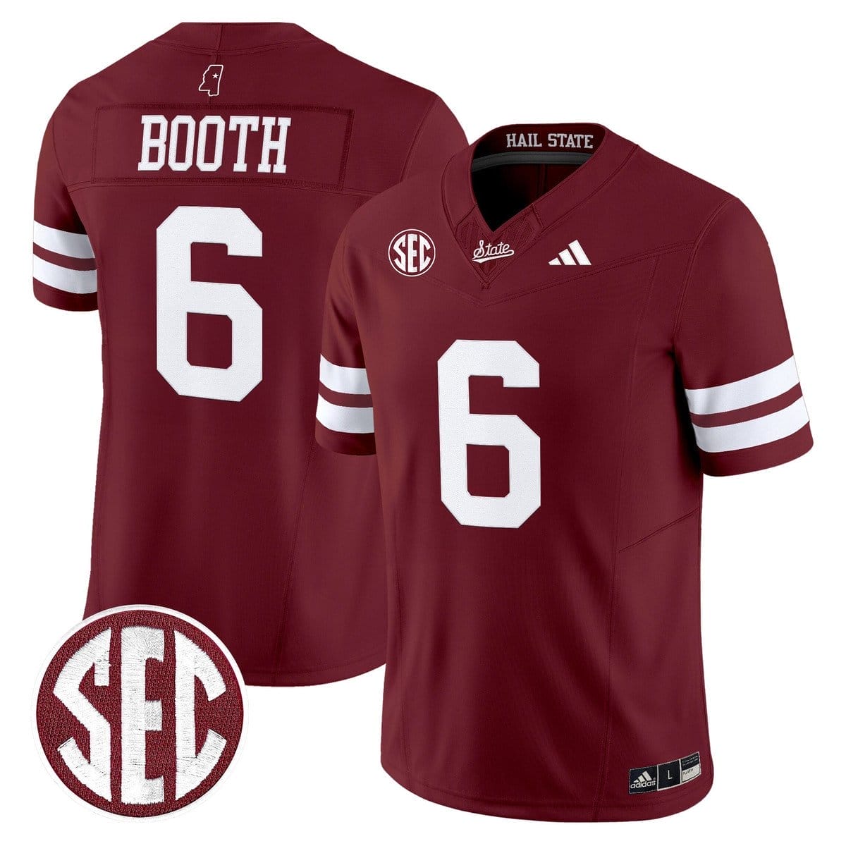 Davon Booth Jersey #6 Mississippi State Bulldogs Dark Mode Stitched - Image 5