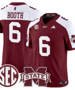 Davon Booth Jersey 6 Mississippi State Bulldogs Dark Mode Stitched Maroon Alter