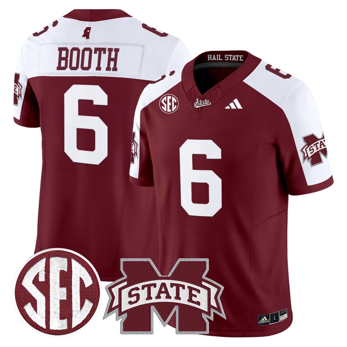 Davon Booth Jersey #6 Mississippi State Bulldogs Dark Mode Stitched - Image 4