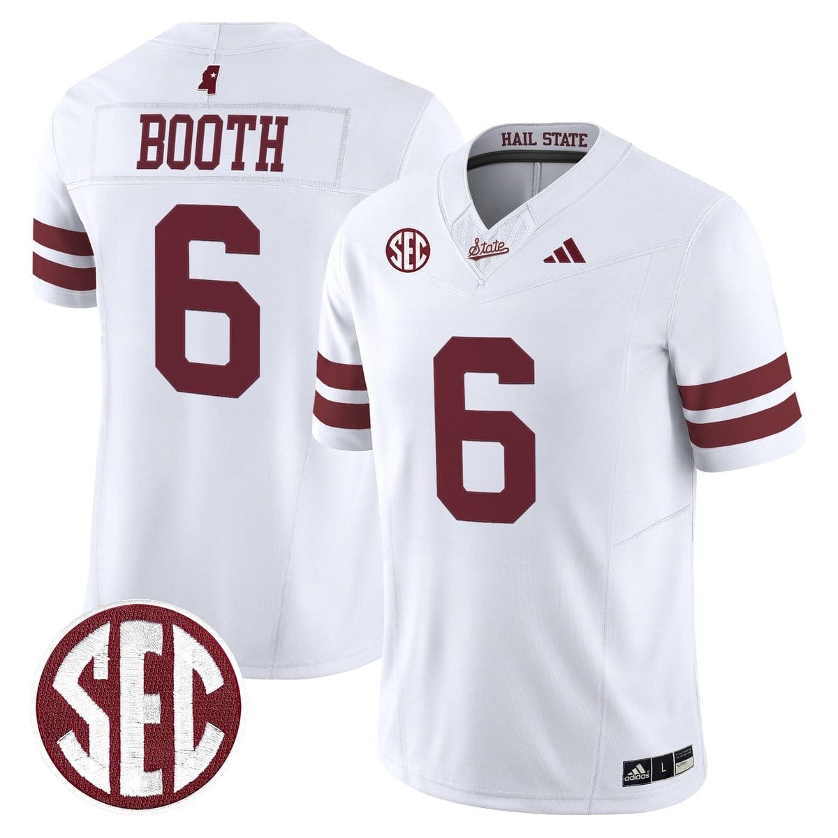 Davon Booth Jersey #6 Mississippi State Bulldogs Dark Mode Stitched - Image 2