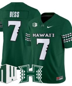 Davone Bess Jersey 7 Hawai i Rainbow Warriors 2025 Vapor Stitched Green
