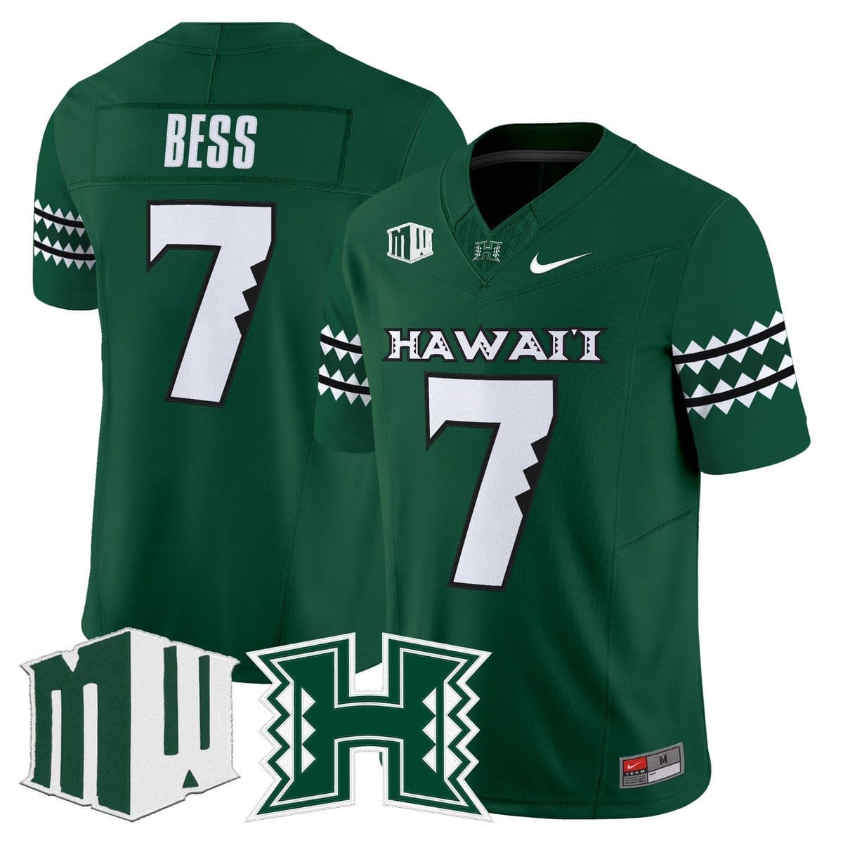 Davone Bess Jersey #7 Hawai'i Rainbow Warriors 2025 Vapor Stitched - Image 3