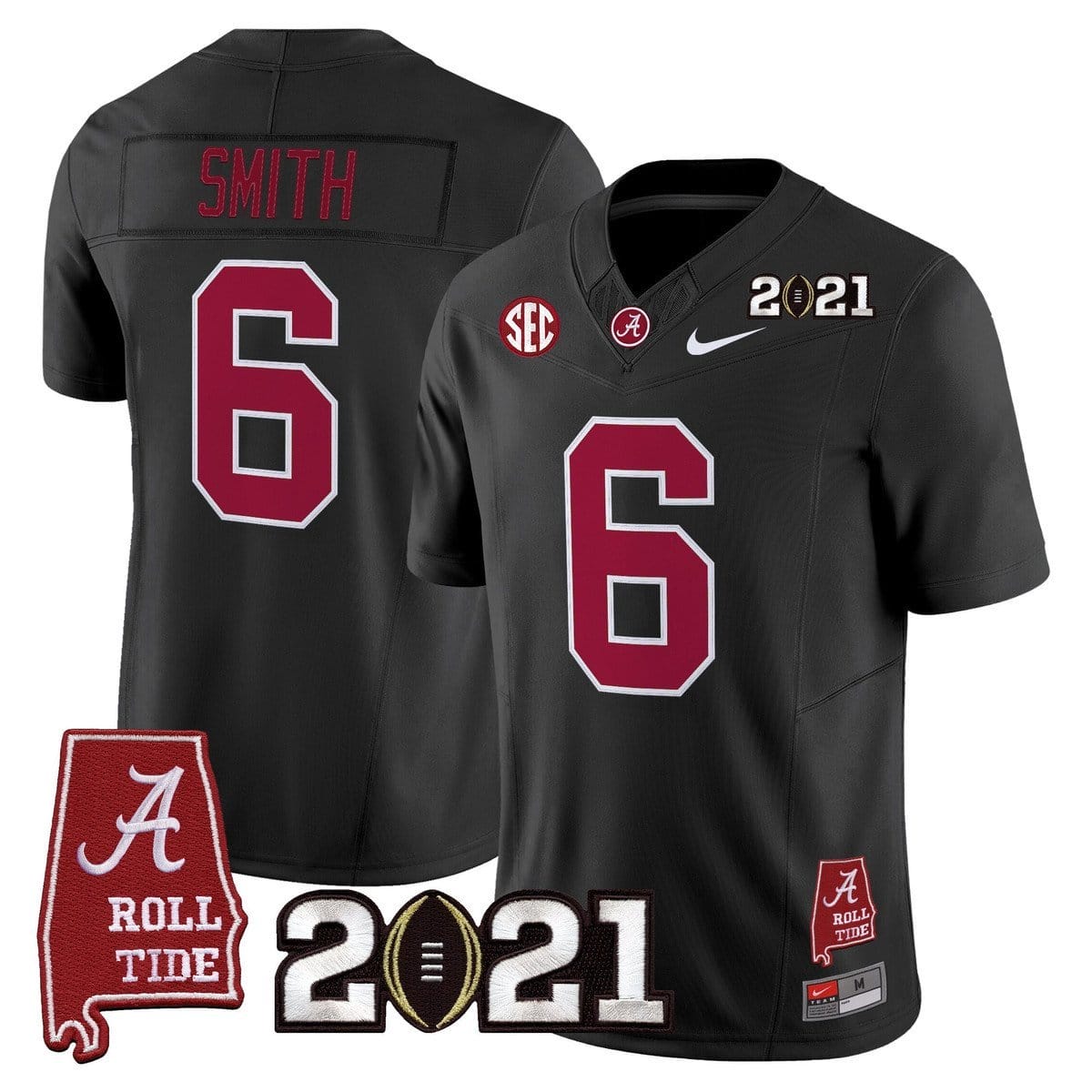 DeVonta Smith Jersey #6 Alabama 2021 CFP Championship Alabama Map