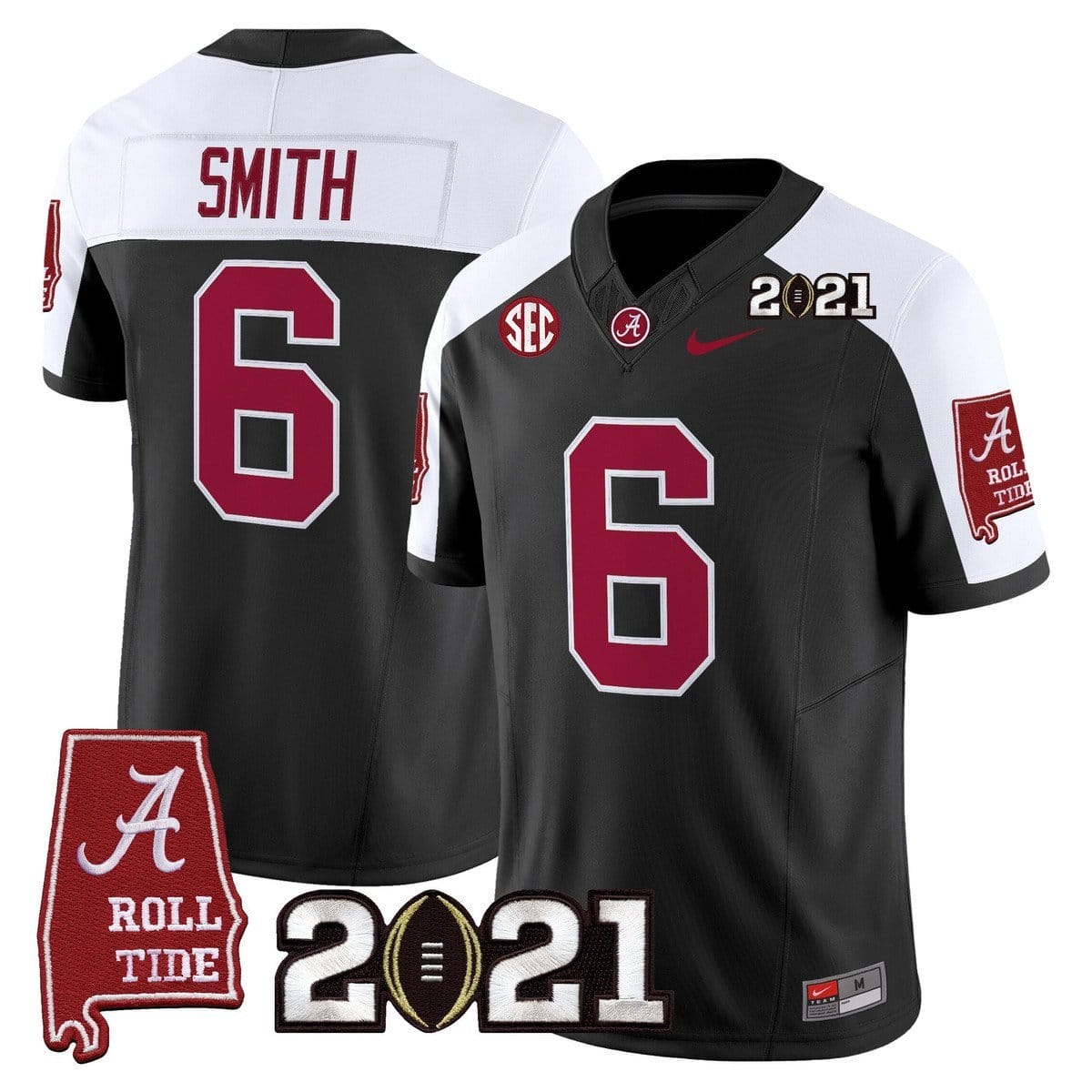 DeVonta Smith Jersey #6 Alabama 2021 CFP Championship Alabama Map - Image 3