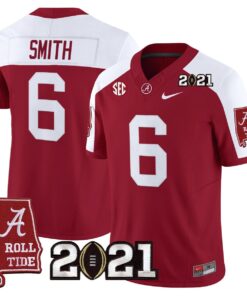 DeVonta Smith Jersey 6 Alabama 2021 CFP Championship Alabama Map Crimson Alter