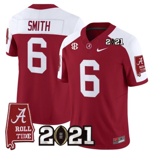 DeVonta Smith Jersey #6 Alabama 2021 CFP Championship Alabama Map - Image 4