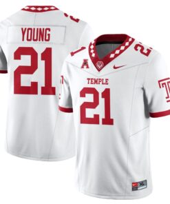 De Carlos Young Jersey 21 Temple Football 2025 Vapor Limited Stitched White